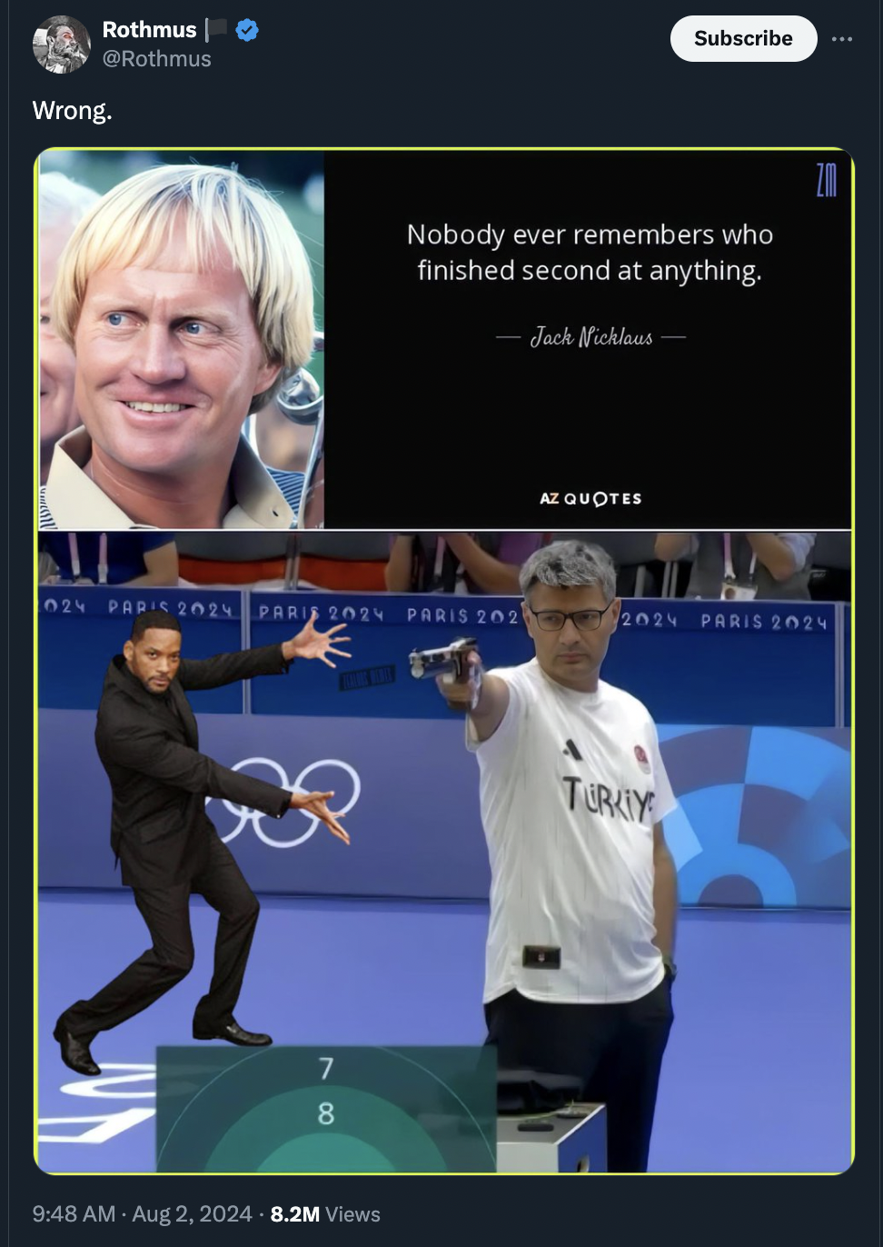 Olympic Games Paris 2024 - Rothmus Wrong. Subscribe Nobody ever remembers who finished second at anything. Jack Nicklaus Az Quotes 024 Papi 2024 Prria 2024 Paris 202 2024 Paris 2024 7 8 8.2M Views Turkiy